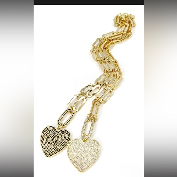 Melania Clara Gold Pave Heart Necklace - Picture 1 of 3
